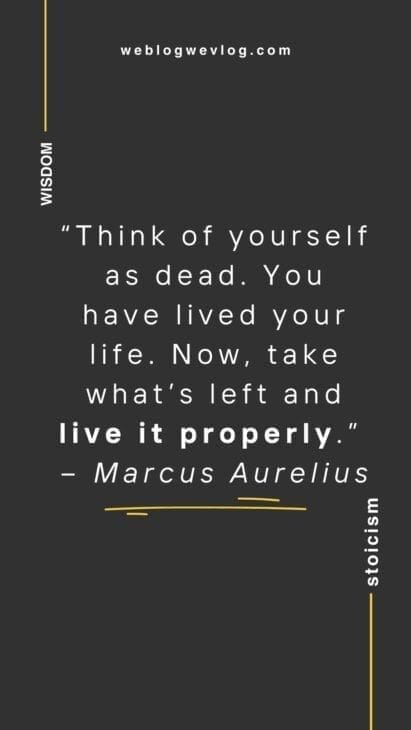 “Think of yourself as dead. You have lived your life. Now, take what’s left and live it properly.” – Marcus Aurelius