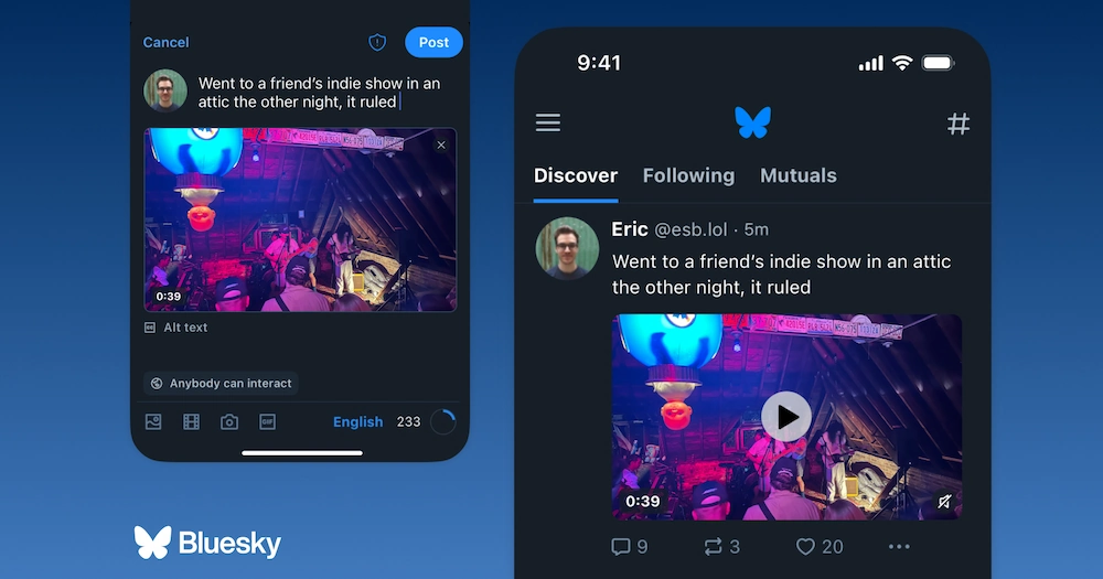 Screenshot of the Bluesky social media app interface on a smartphone.