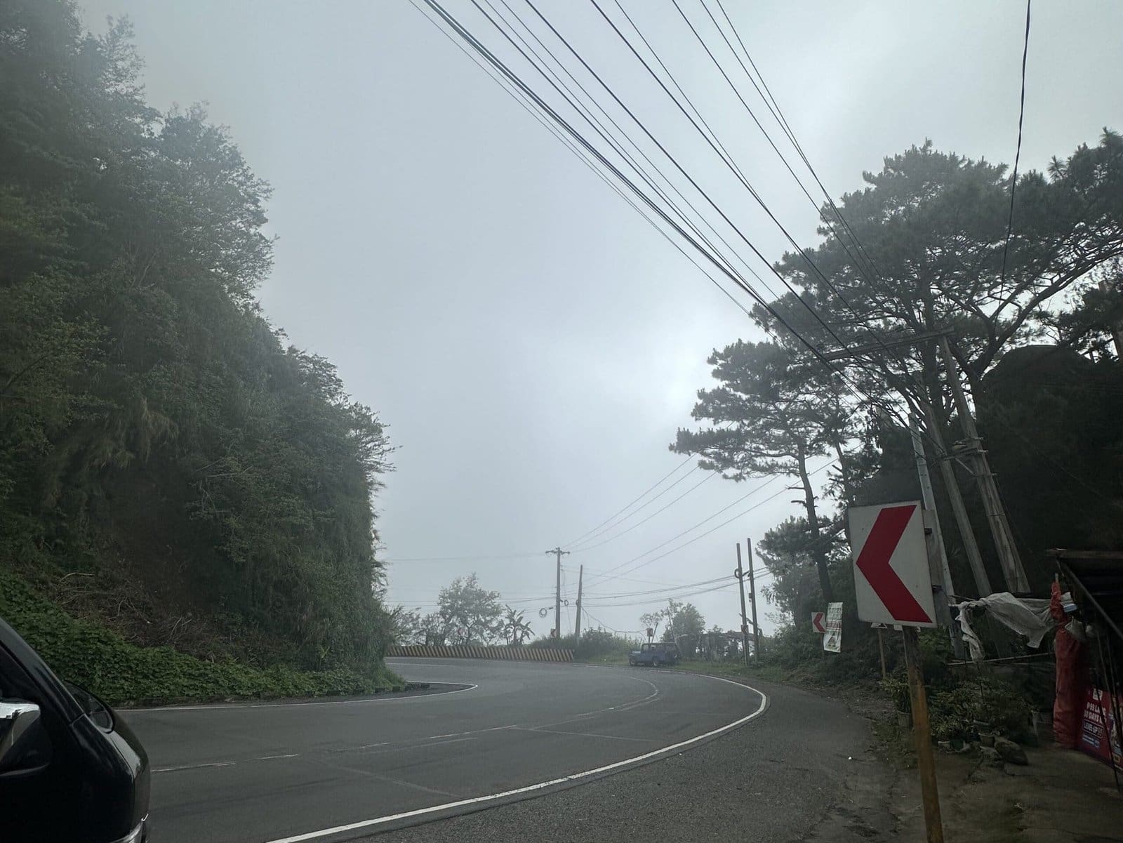 Foggy mountain road in Northern Luzon during the journey home from Baguio City